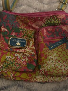 Lily Bloom Pink Green Floral Crossbody Bag